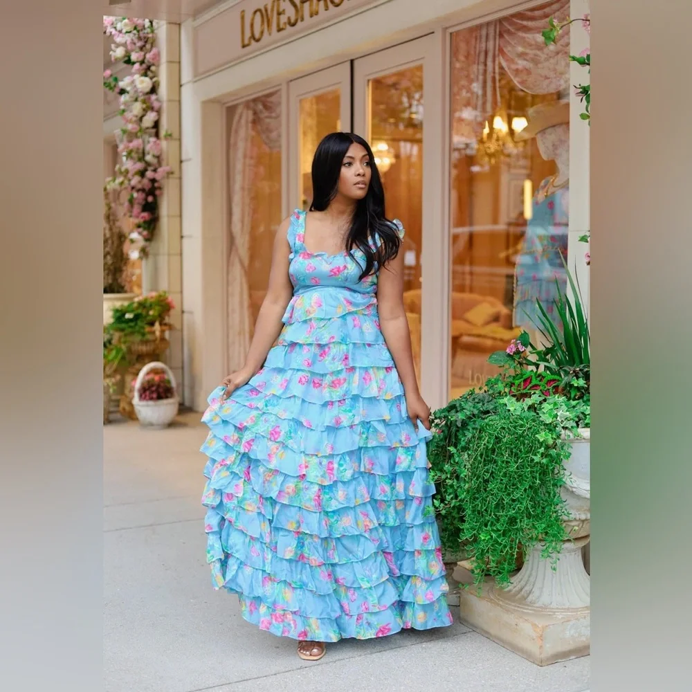 LoveShackFancy Idra Tiered Floral-print Voile Maxi Dress - 6 - Picture 5 of 5